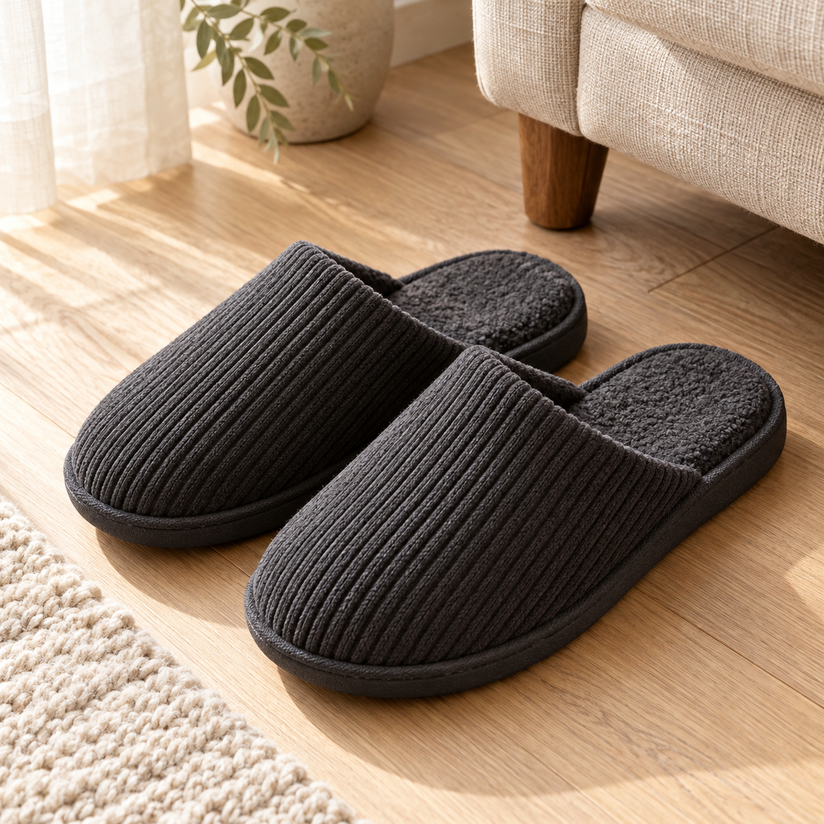 Charcoal Ribbed Mules